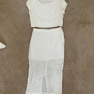 EXPRESS TWO PIECE WHITE LACE TOP WITH SKIRT